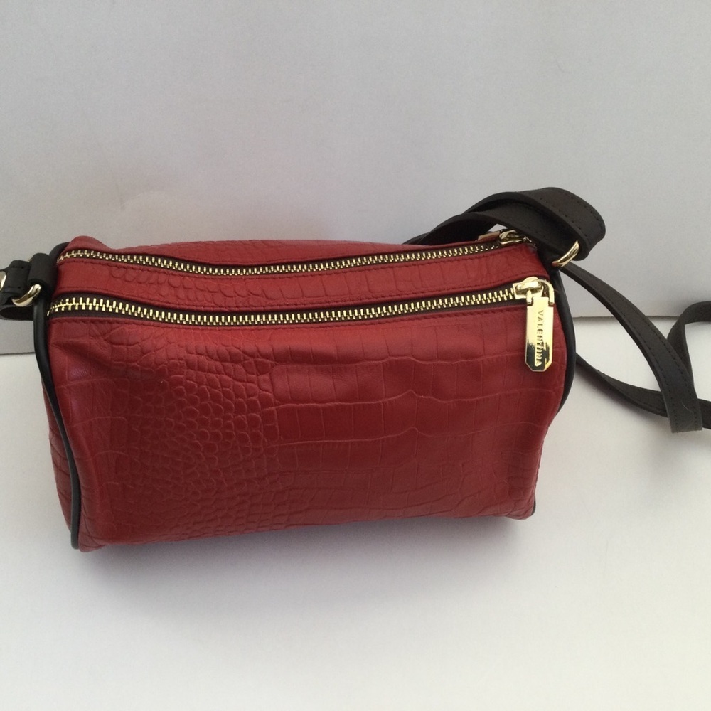 Valentina Genuine Leather Made In Italy Red Crossbody Handbag Beautiful - Picture 8 of 13